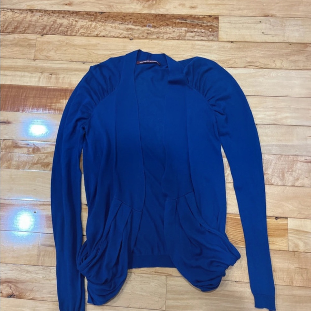 Comptoir Des Cotonniers Blue Draped Open-Front Cardigan